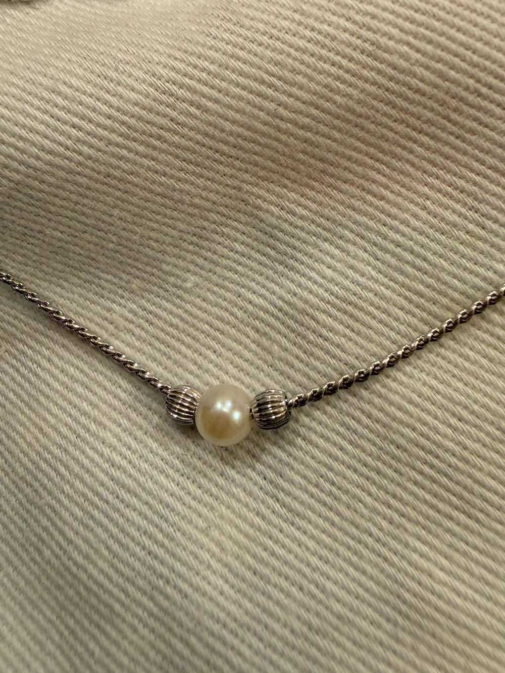 Avon Sterling Silver Necklace with Ivory Pearl Accent